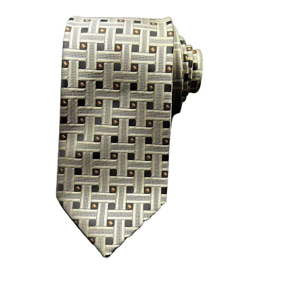Bergamo Mens Tie Necktie Multicolor Geometric Tied Woven Modern Classic 57 Inch